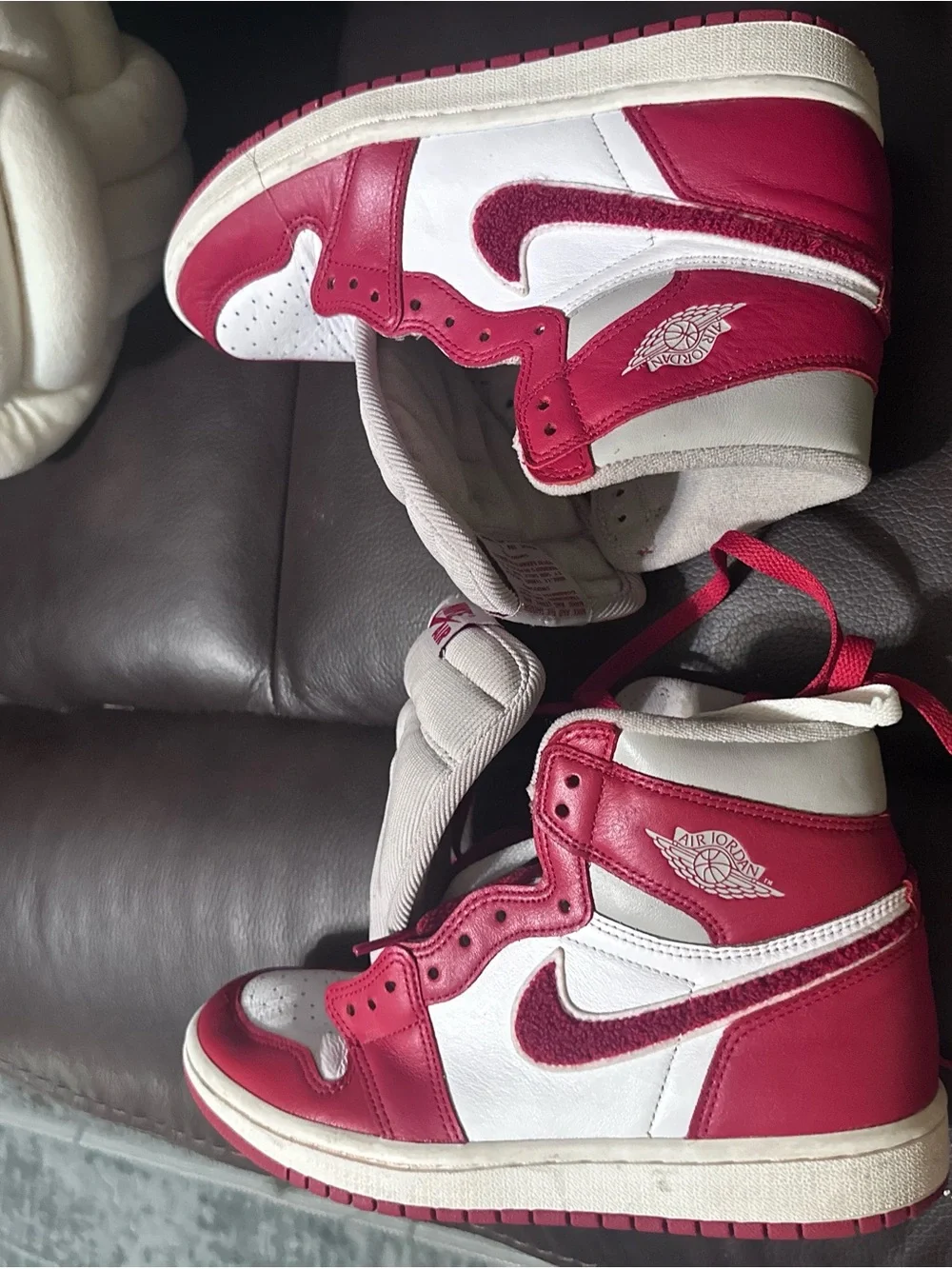 Nike White and Red High-Top Sneakers